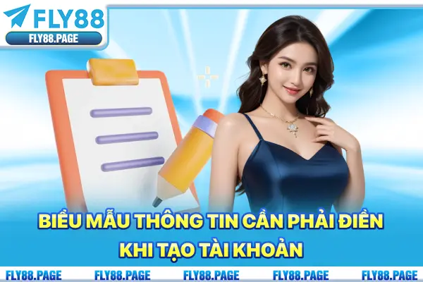 Biểu mẫu thông tin cần phải điền khi tạo tài khoản 